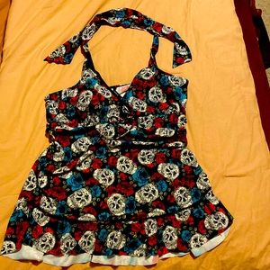 Torrid skull and roses halter swim top